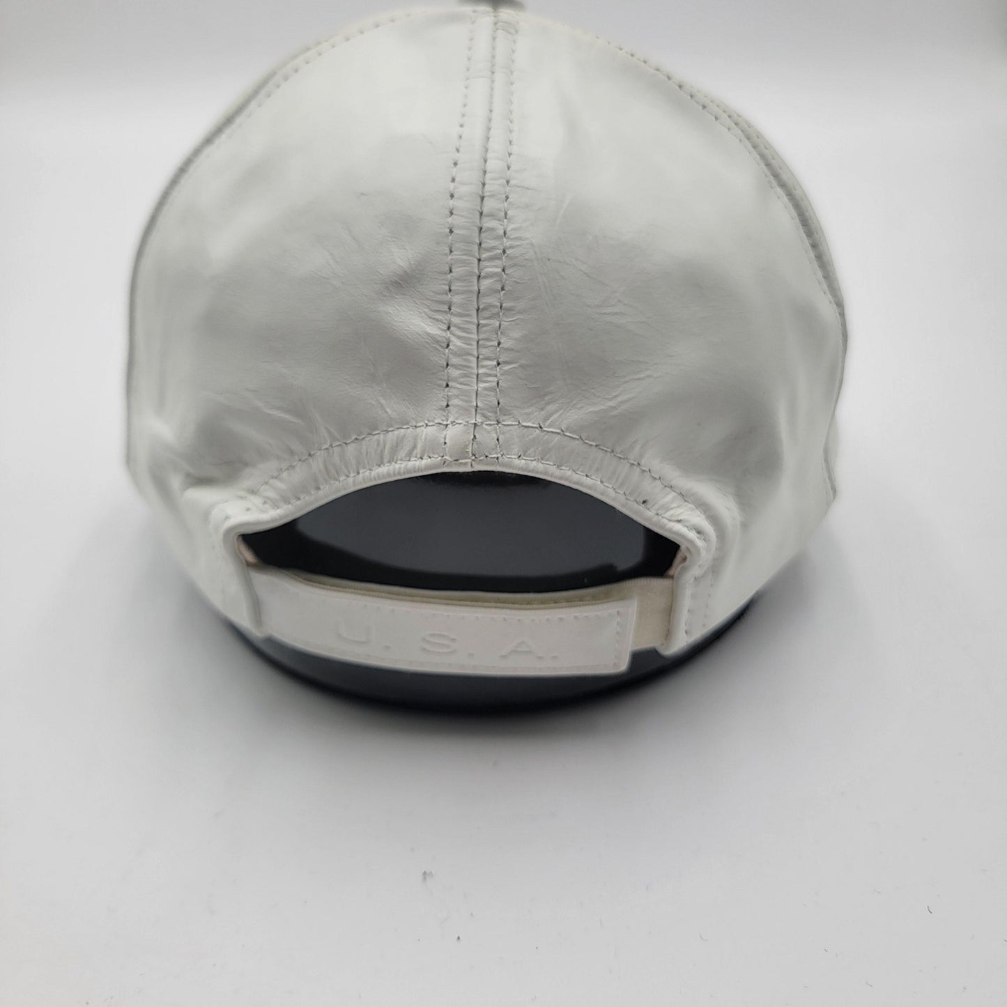 Genuine Leather Hat Cap Strap Back White USA Made One Size Mens Classic2