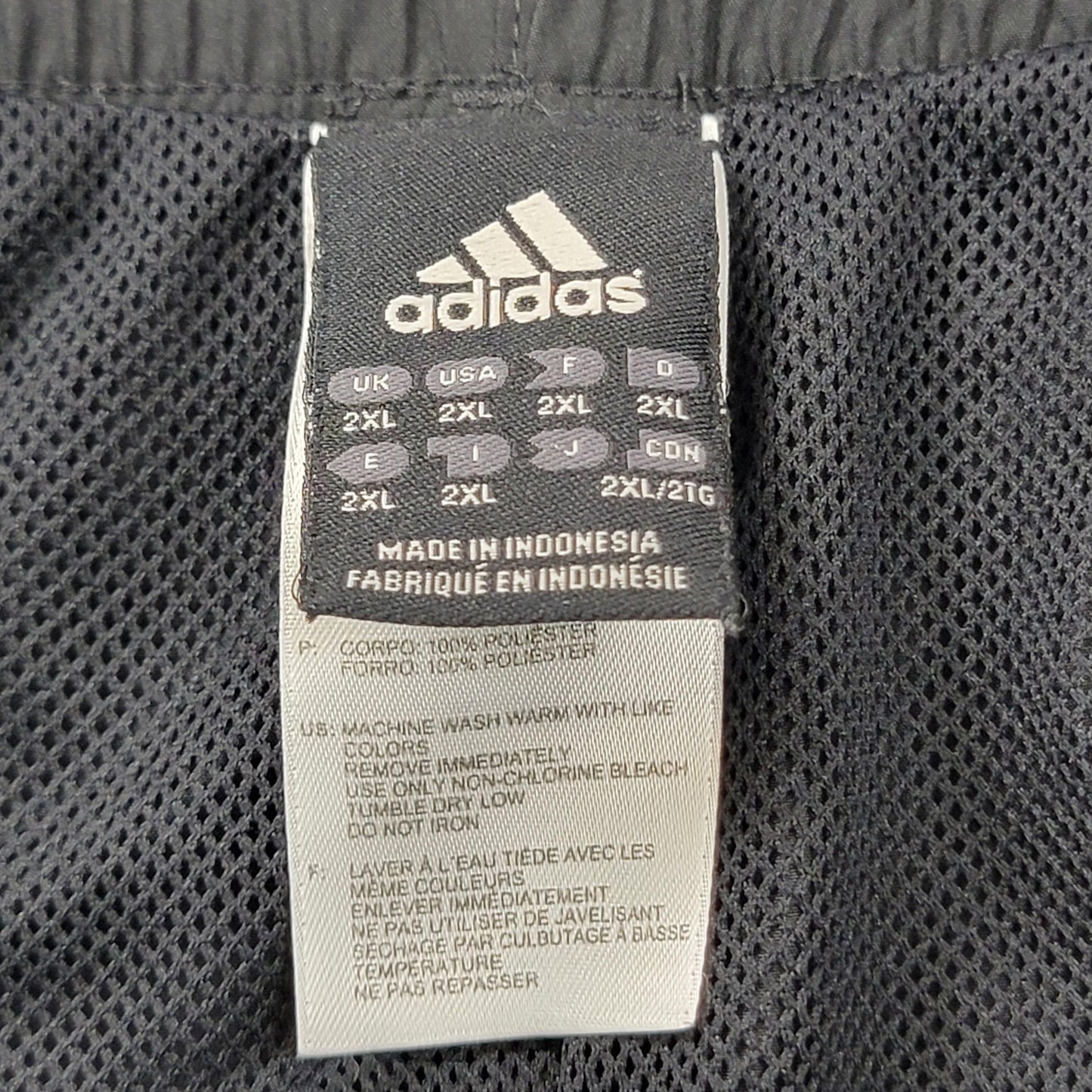 Adidas Track Pants Men 2XL Black White Mesh Lined Woven Athletic Drawstring 11752