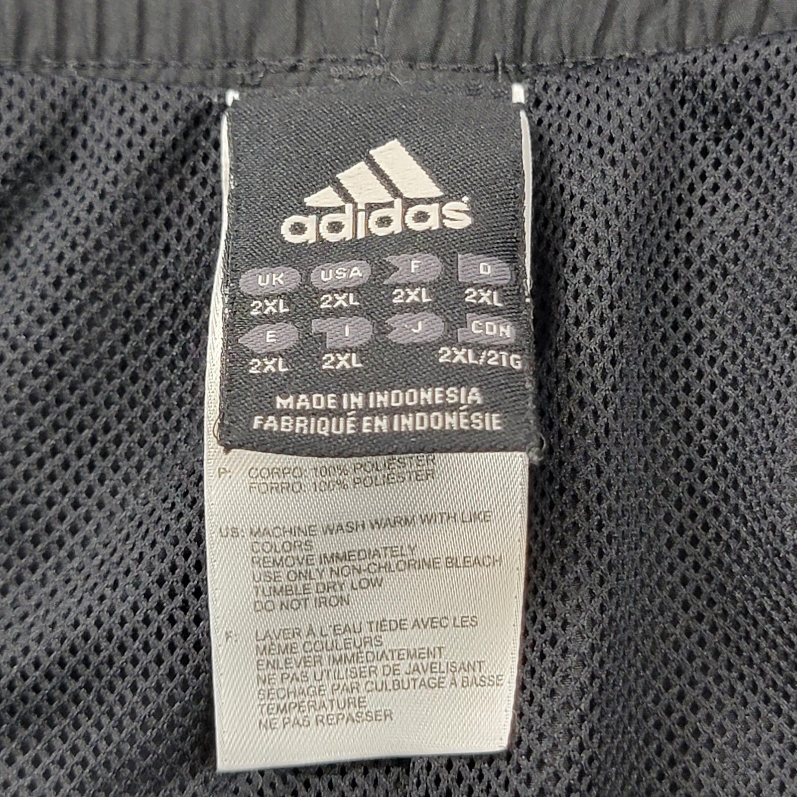 Adidas Track Pants Men 2XL Black White Mesh Lined Woven Athletic Drawstring 11752