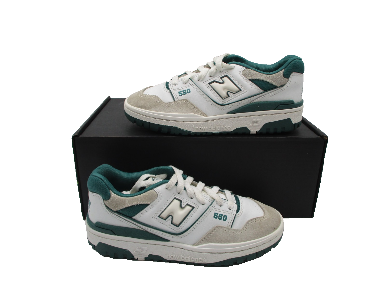 New Balance 550 White Green GSB550TA Youth Size 5Y Leather Suede Retro (1B5)0