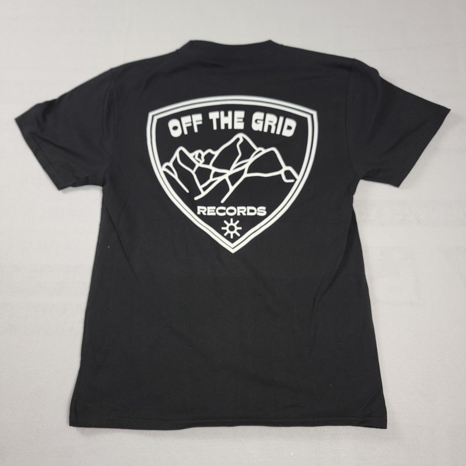 Off The Grid Records Shirt Small Black Graphic Back Print Music Label