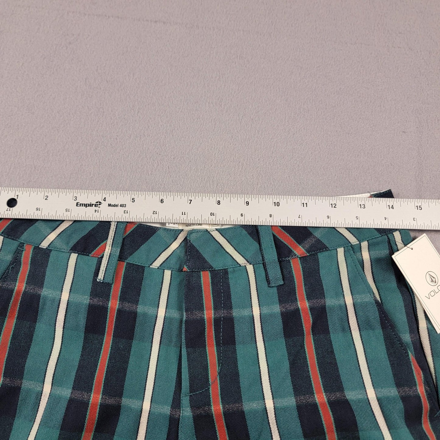 Volcom Frochickie Pants Womens 1 X 27 Plaid Green Slim Straight Ankle Fit