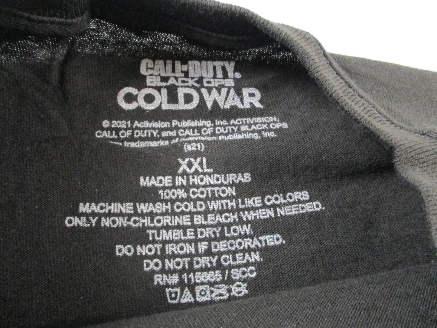 Call of Duty Black Ops Cold War Warning Spy Graphic Tee Black Mens 2XL 1535362