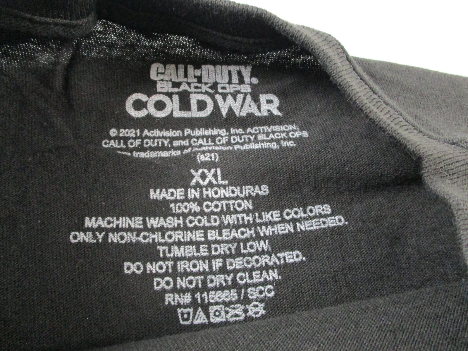 Call of Duty Black Ops Cold War Warning Spy Graphic Tee Black Mens 2XL 1535362