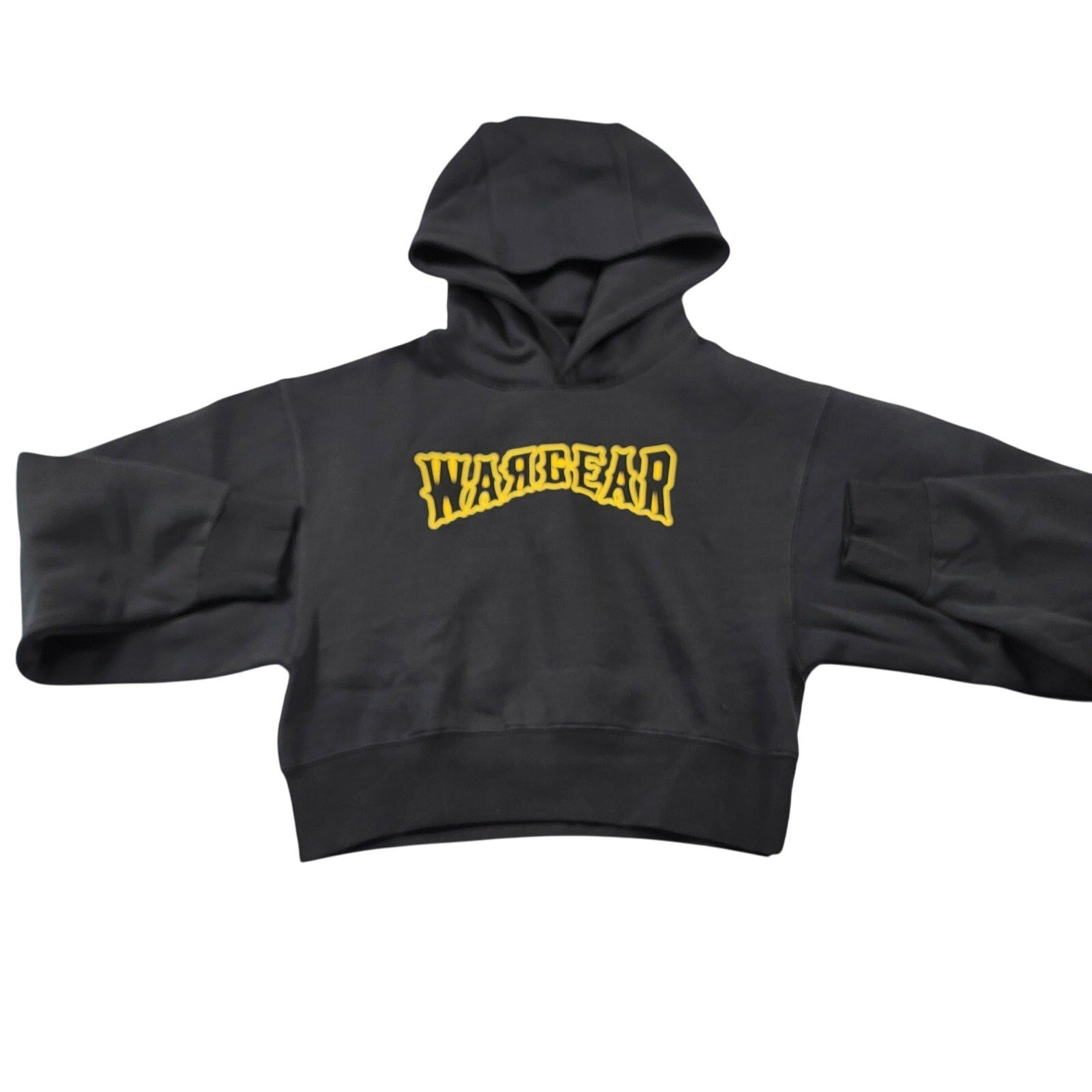 RawGear War Gear Cropped Hoodie Large Charcoal Yellow Logo NWT