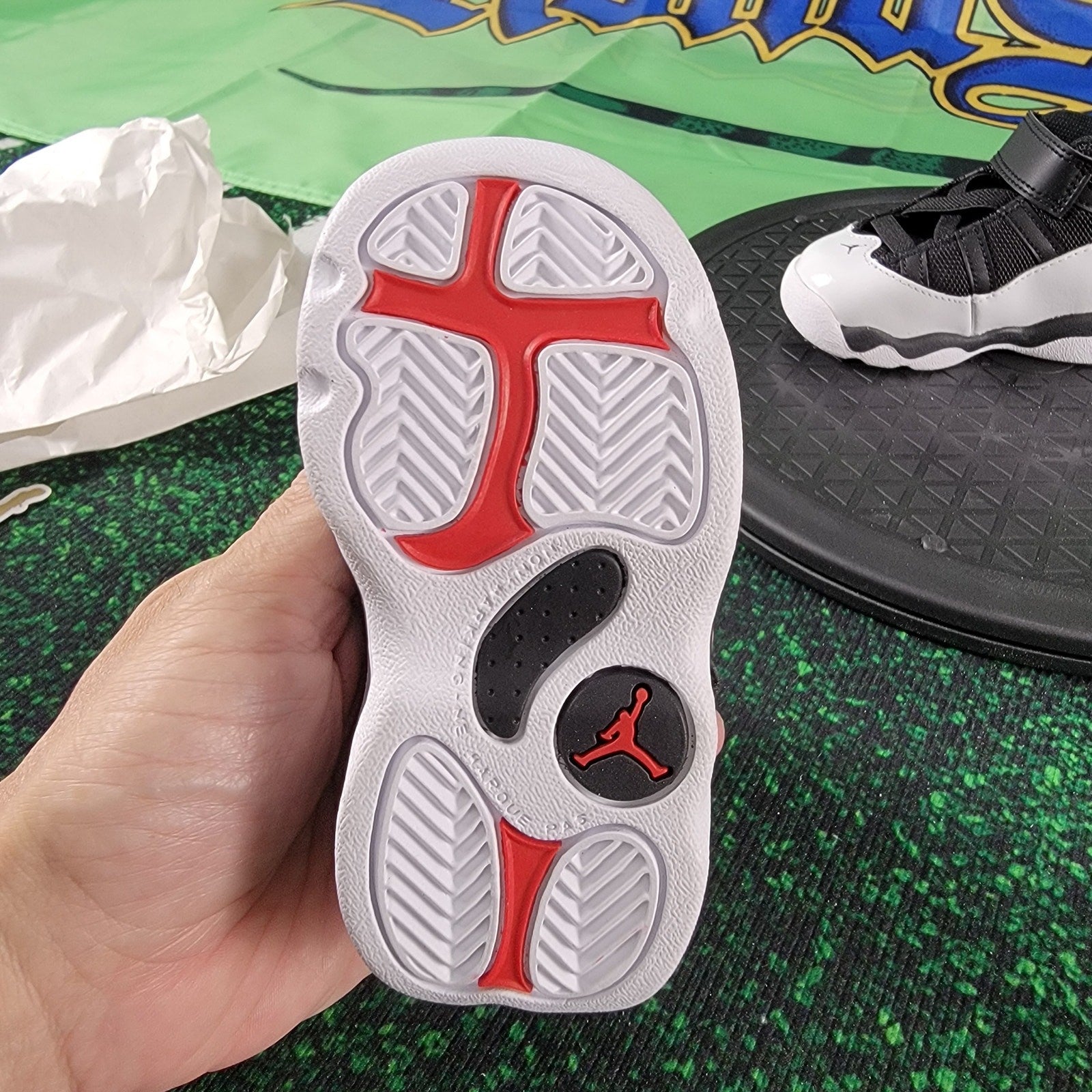 Jordan 6 Rings "Black/University Red/White" Toddler Boys' Shoe(323420 067) Sz 5c5