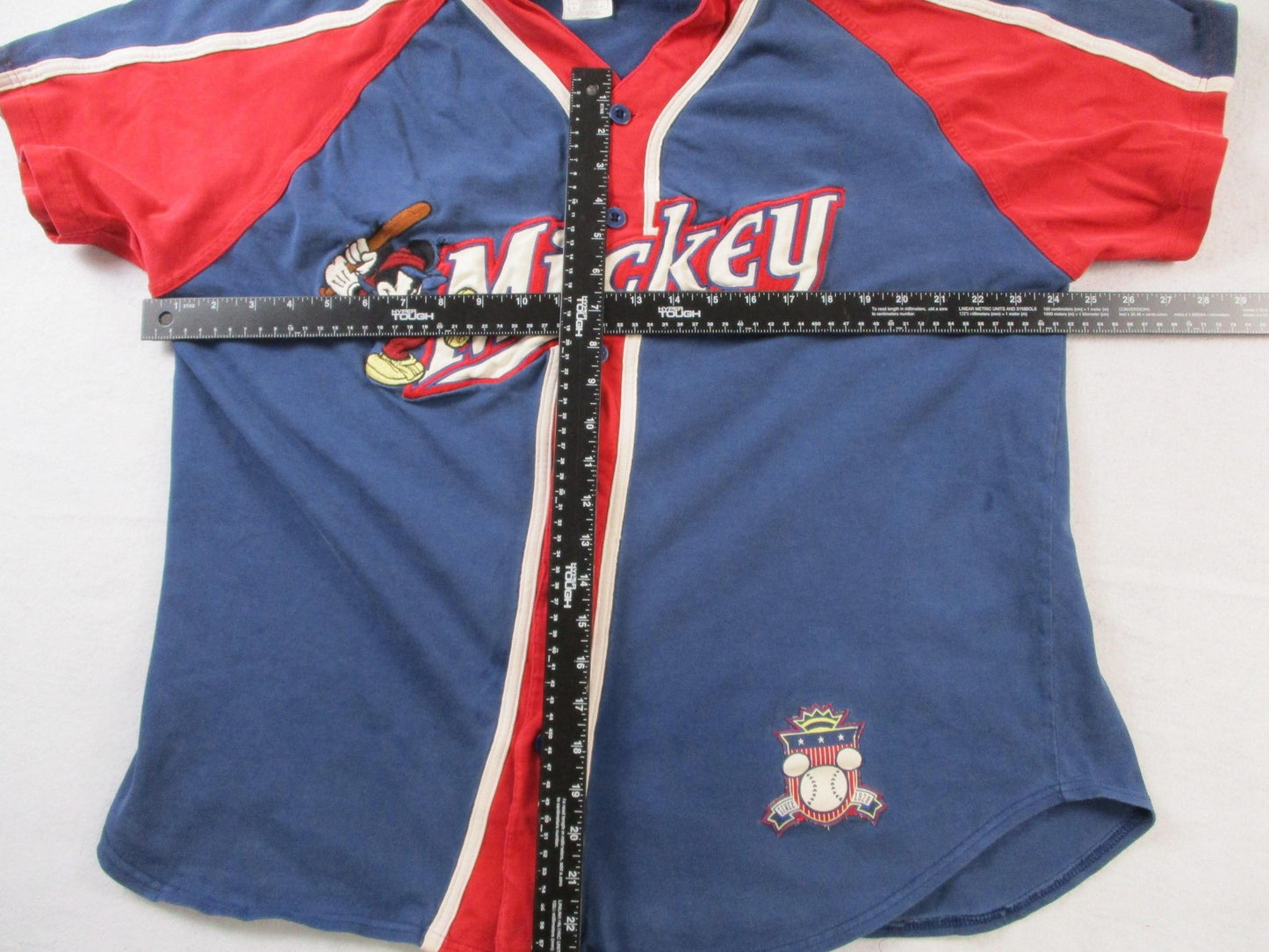 Vintage Disney Store Mickey Mouse Baseball Jersey Womens L 90s Embroidered 16058
