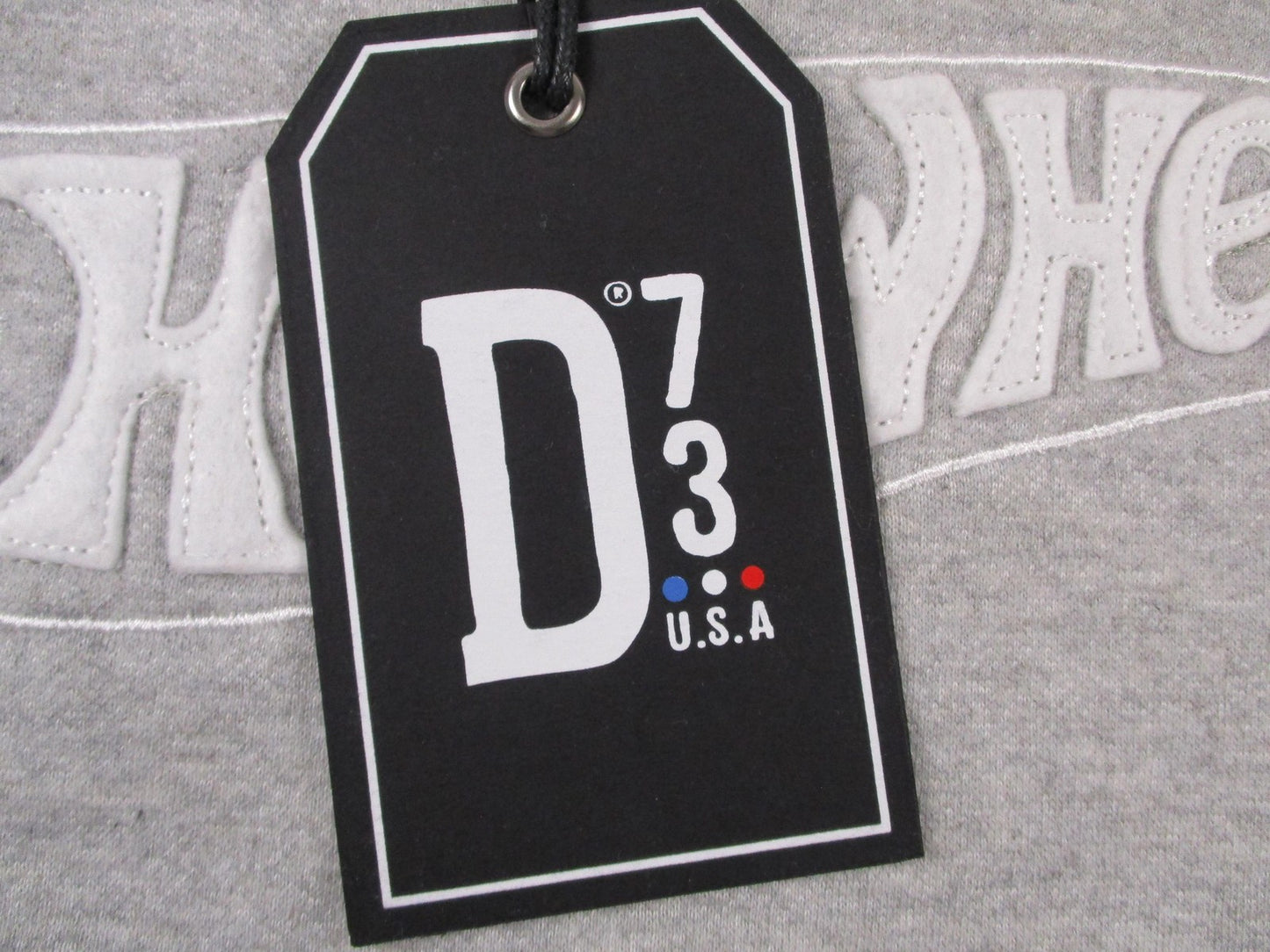D73 USA Hot Wheels Hoodie Mens Medium Gray Pullover Fleece Embroidered Logo 12933