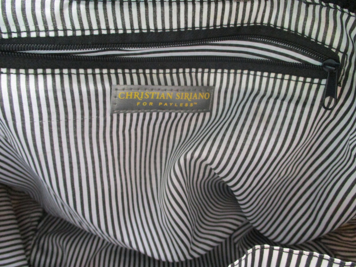 Christian Siriano Satchel Handbag Black Cream Bow Strap Used2
