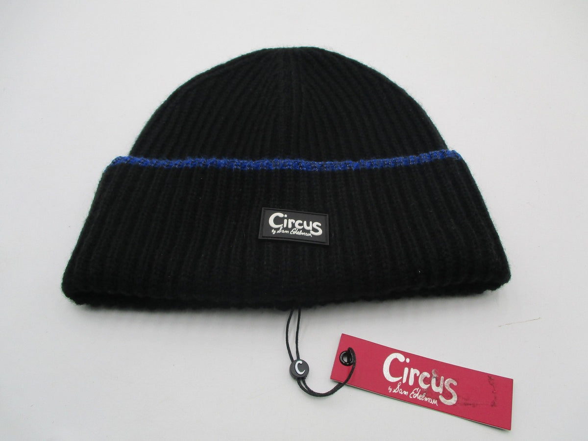 Circus By Sam Edelman Hat Beanie Womens One Size Black Stripe Logo Knit Winter0