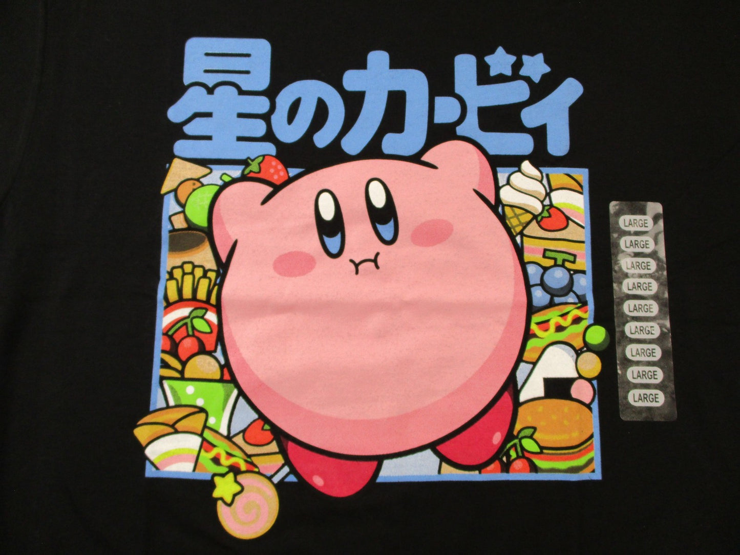 Kirby Shirt Mens Large Black Hoshi No Kirby Japanese Food Tee Nintendo 151915223