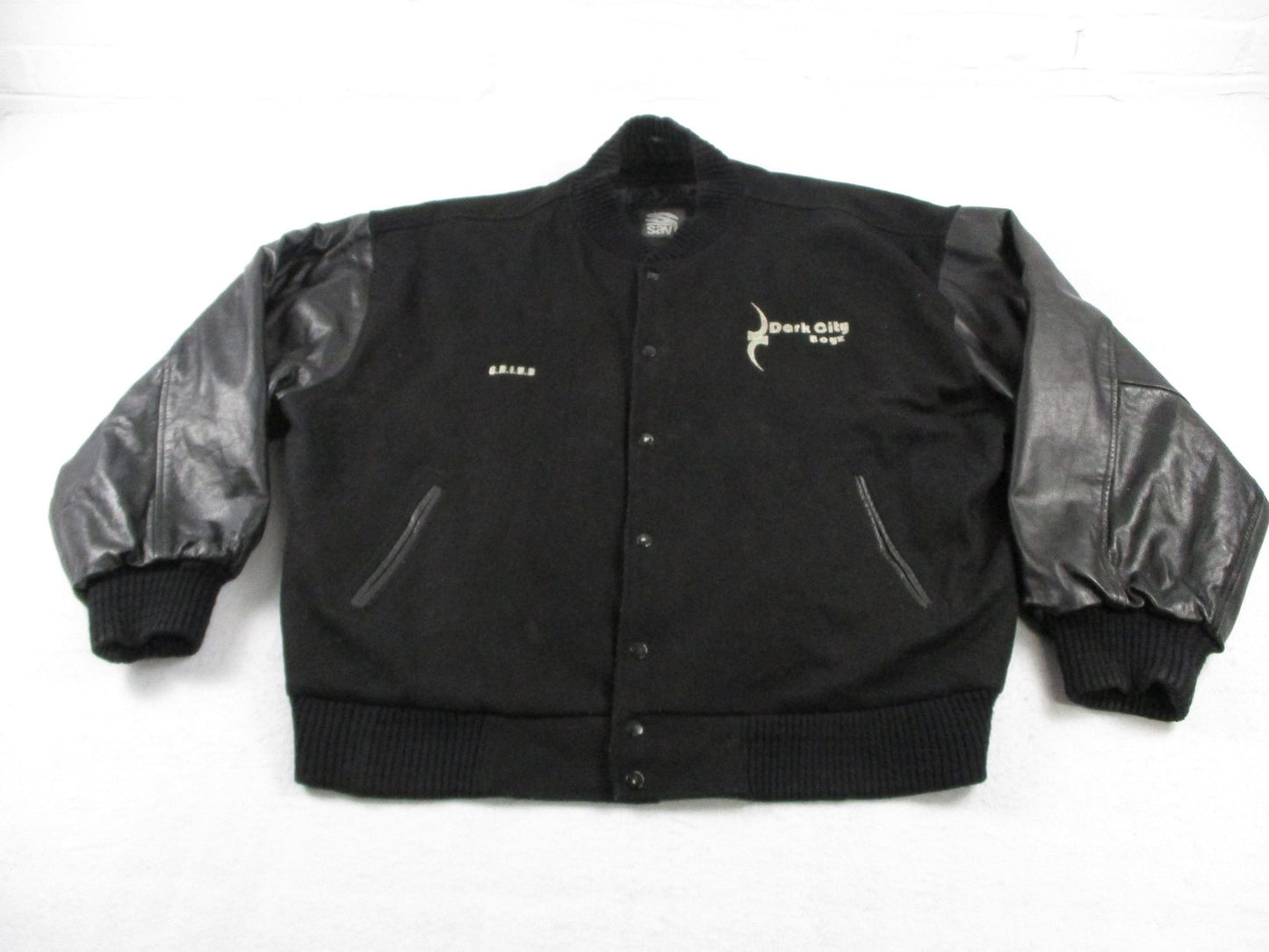 Savi Jacket Mens 5XL Black Dark City Records Varsity Wool Leather Hip Hop 17580