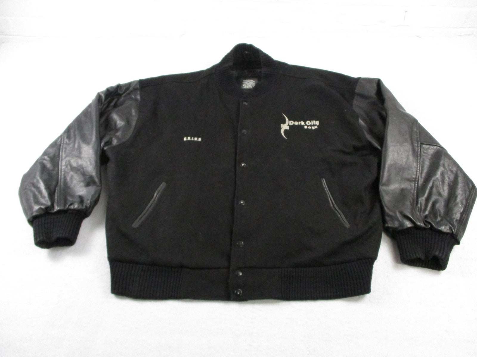 Savi Jacket Mens 5XL Black Dark City Records Varsity Wool Leather Hip Hop 17580