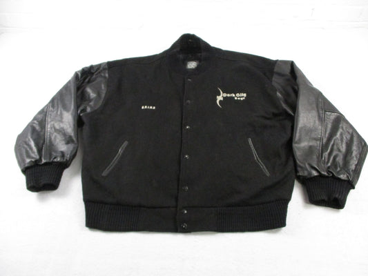 Savi Jacket Mens 5XL Black Dark City Records Varsity Wool Leather Hip Hop 17580