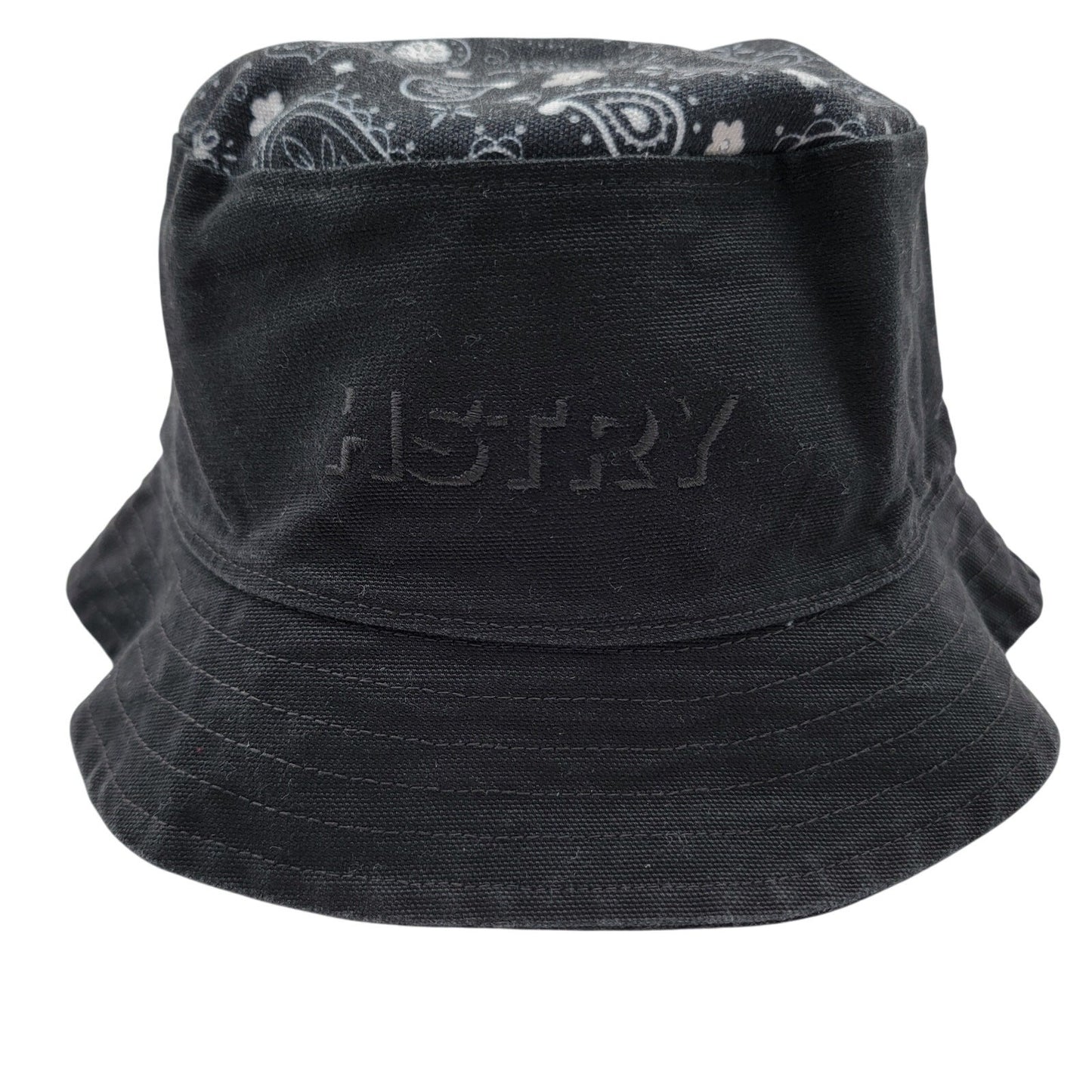 HSTRY by Nas Bucket Hat Black Paisley Top Embroidered Logo Streetwear L/XL0
