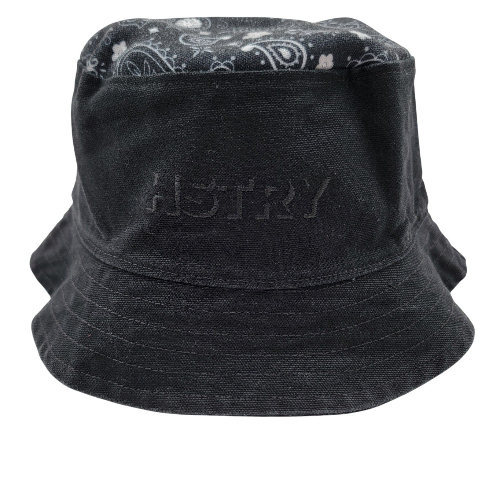 HSTRY by Nas Bucket Hat Black Paisley Top Embroidered Logo Streetwear L/XL0