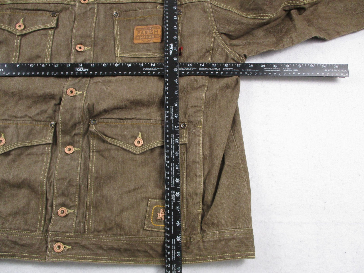 Parish Jacket Mens 4XL Brown Cotton Denim Military Workwear Snap Front Outdoor5