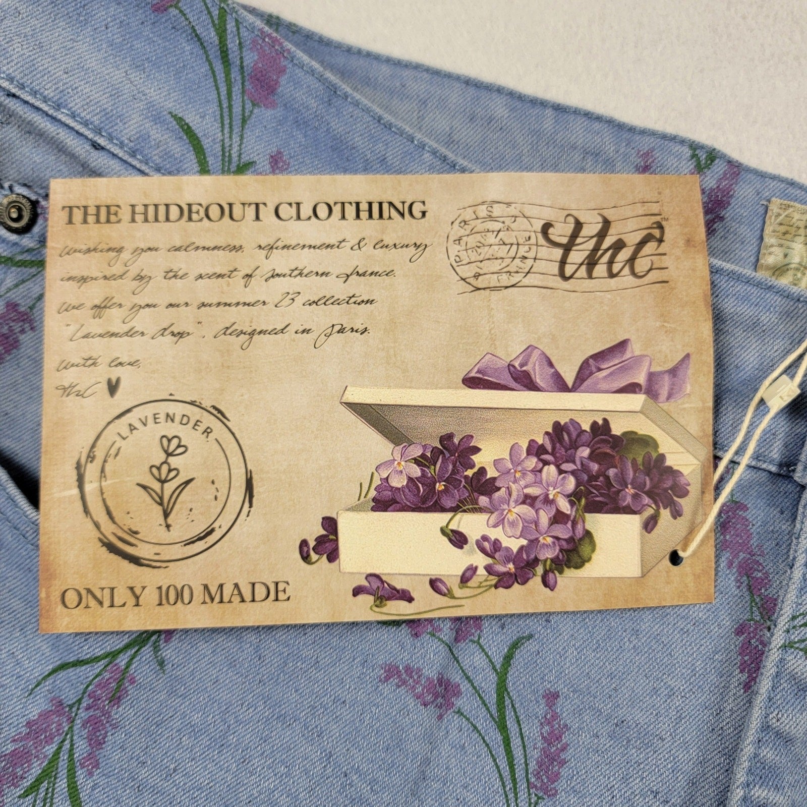 The Hideout Clothing Valensole Lavender Circle Jeans Sz 34 (XL)5
