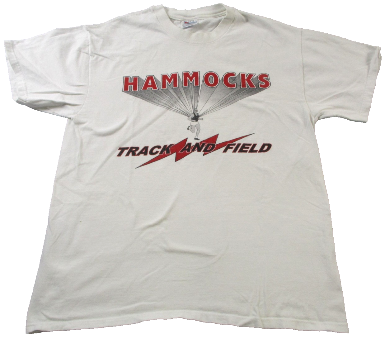Hammocks Track And Field Shirt Mens Large White Hanes BeefyT Graphic Tee 15860