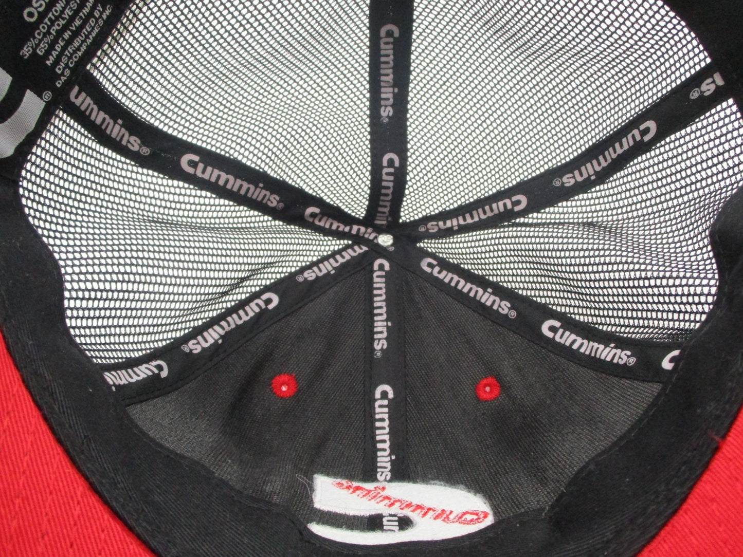Cummins Hat Cap Snap Back Mens One Size Red Black Trucker Mesh Embroidered7