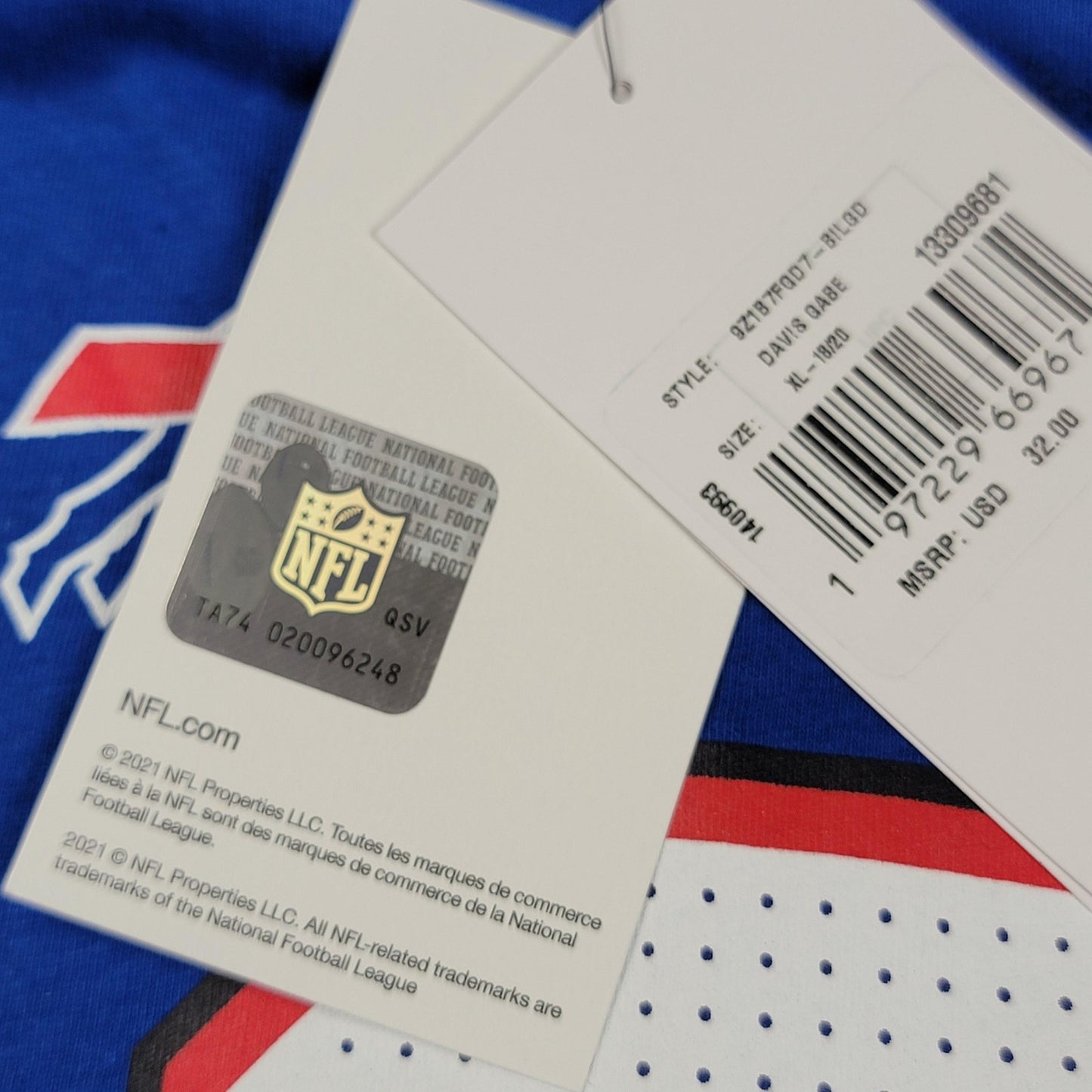 Buffalo Bills Shirts 2pk Womens XL Youth XL Blue NFL Football Davis 13 Nike 11317