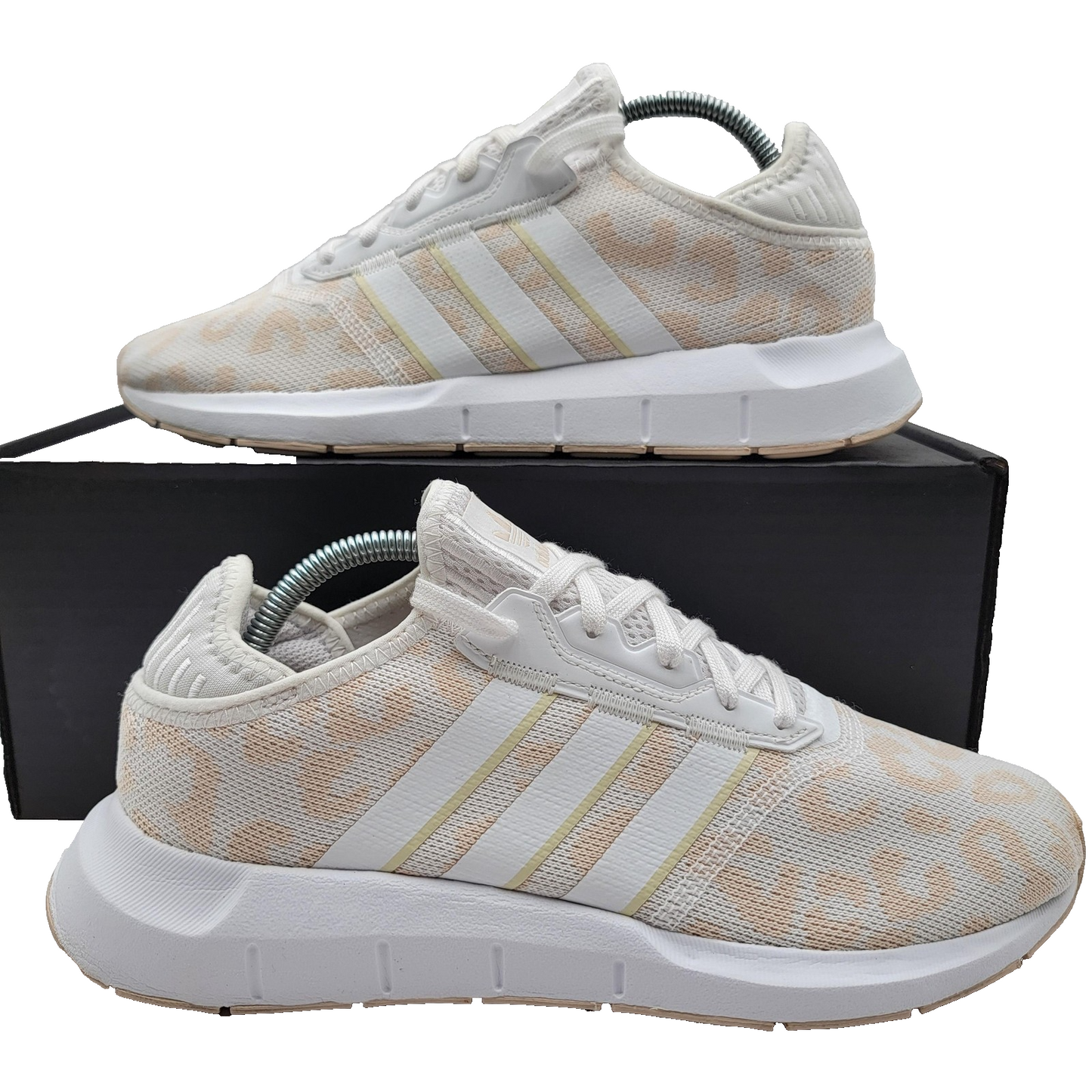 Adidas Swift Run Shoes Wmns Sz 10 White Beige Leopard Print Athletic H01907