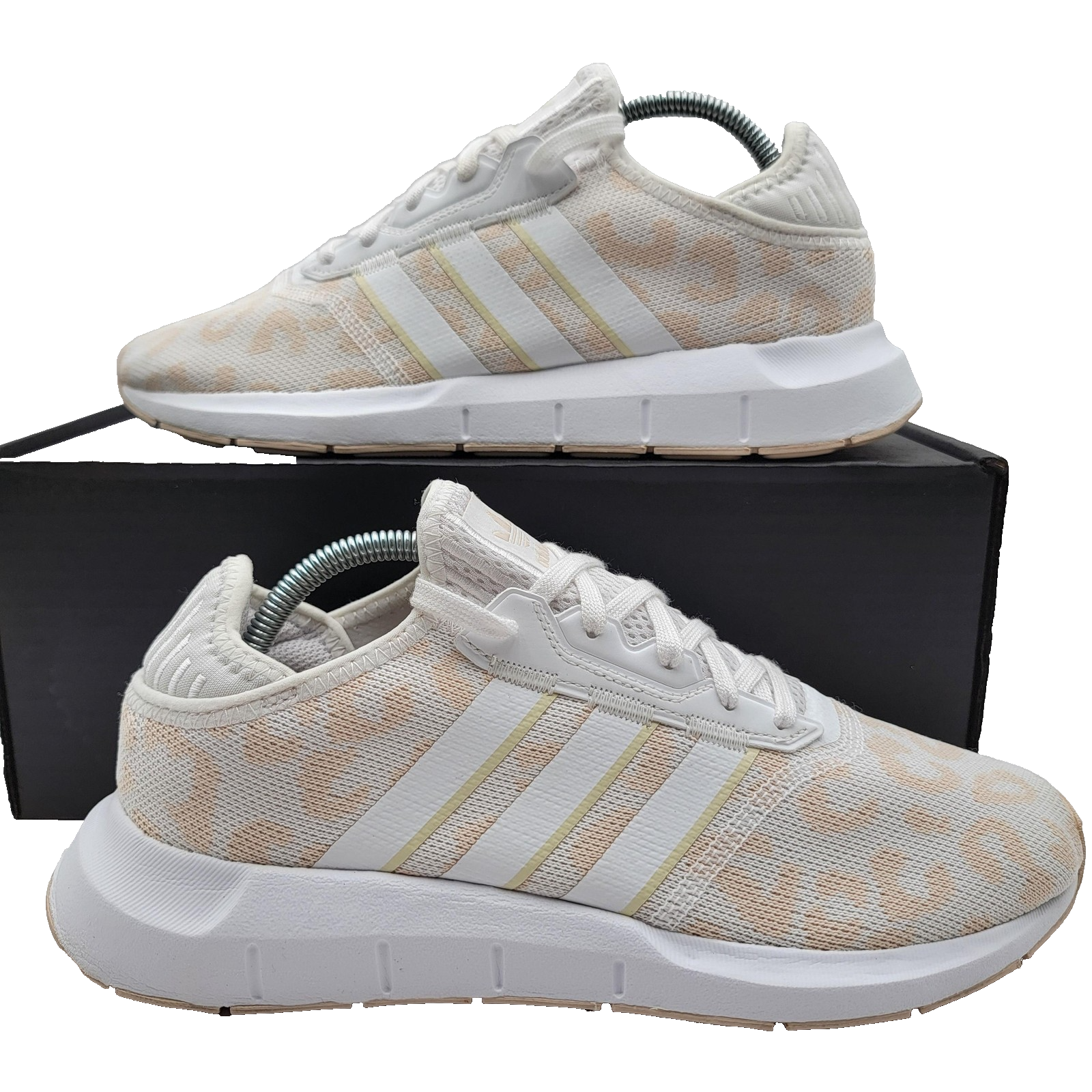 Adidas Swift Run Shoes Wmns Sz 10 White Beige Leopard Print Athletic H01907