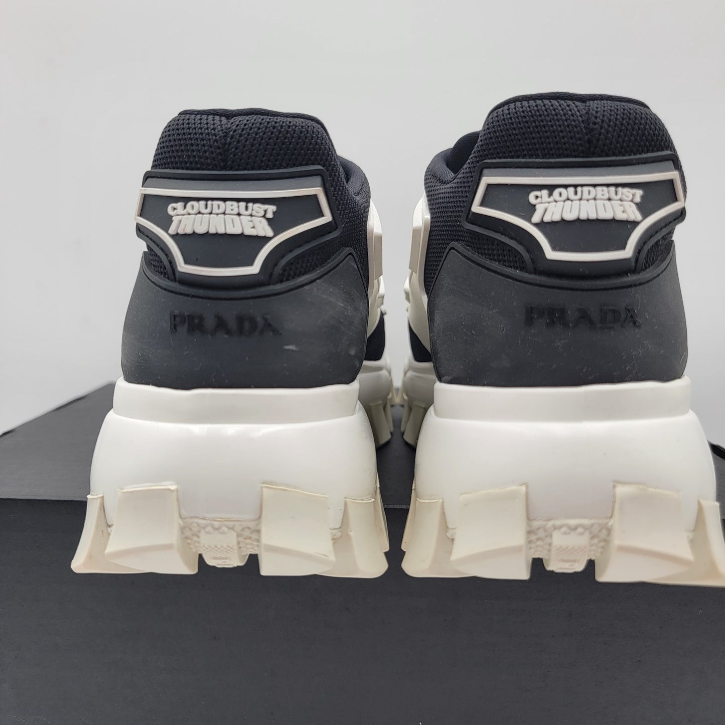 Prada Black White Cloudbust Thunder Logo Chunky Lugsole Sneaker IT 37