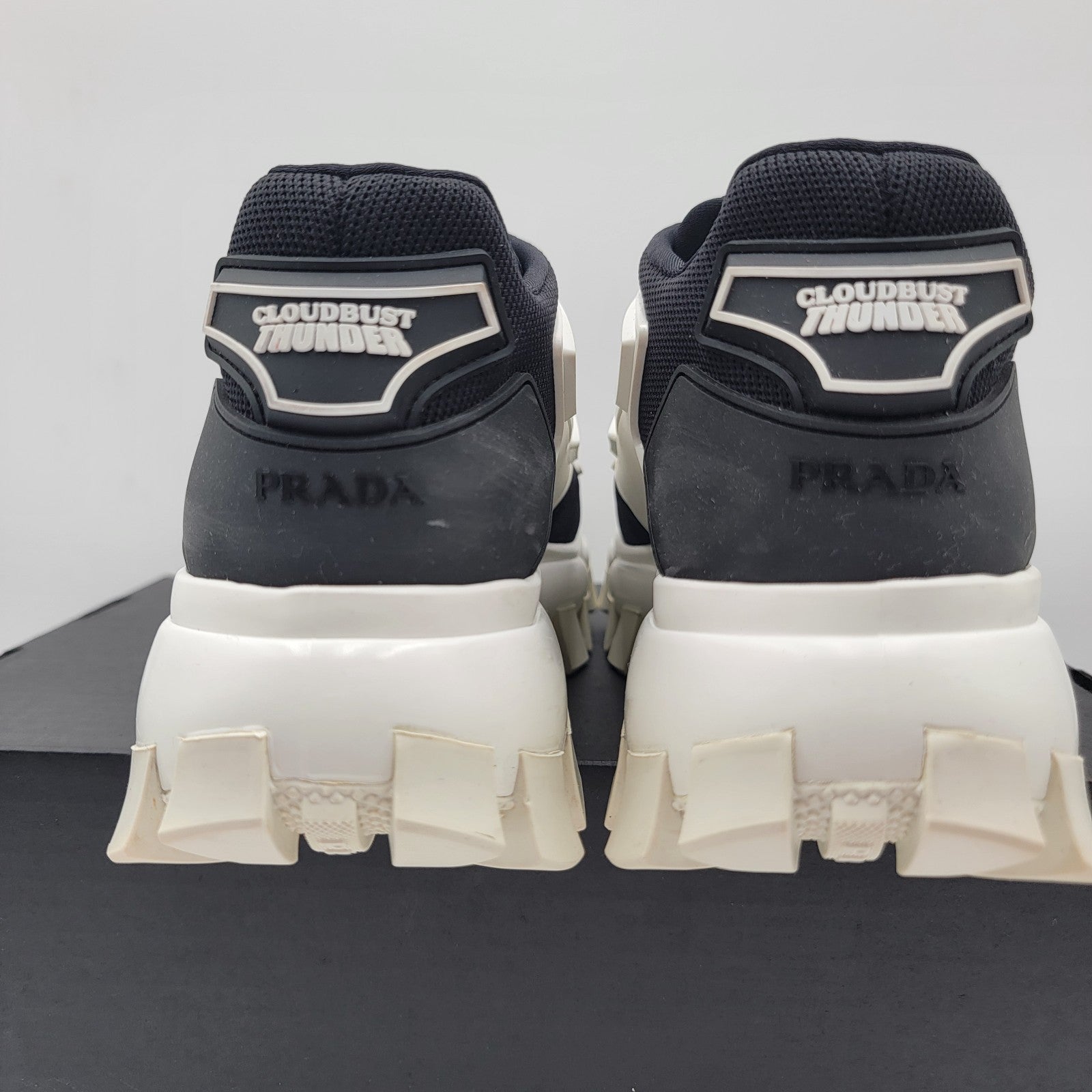 Prada Black White Cloudbust Thunder Logo Chunky Lugsole Sneaker IT 37