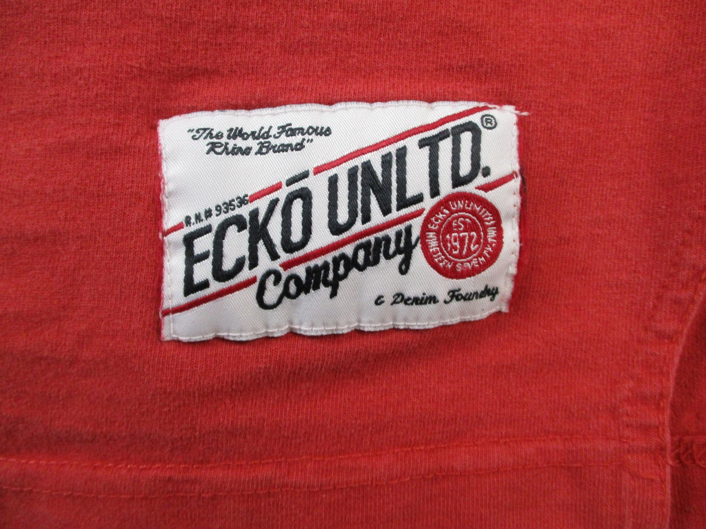 Ecko Unltd Shirt Mens Medium Red Company Chenille Logo Ringer Streetwear Tee3