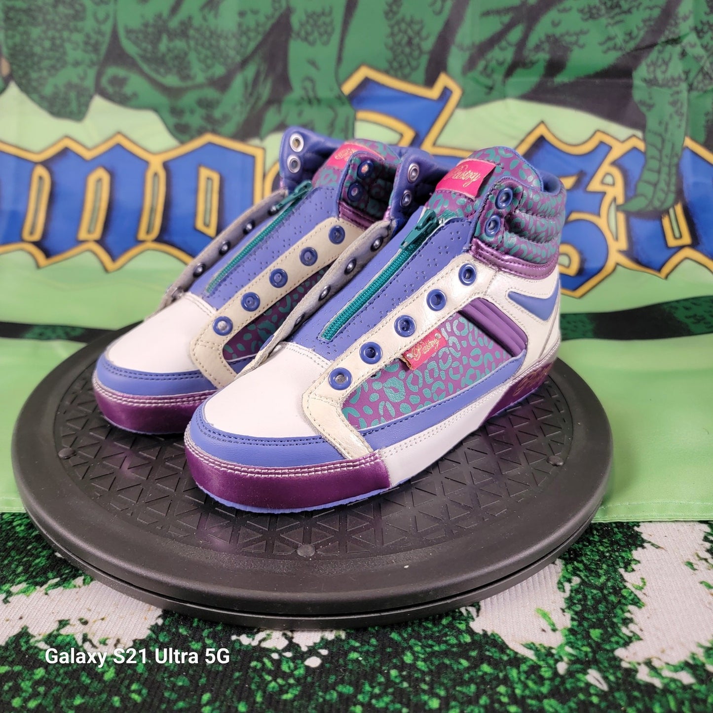 Vintage (2003) Pastry Fab Cookie Zip up Sneakers Cheetah Raspberry Kids Sz 10