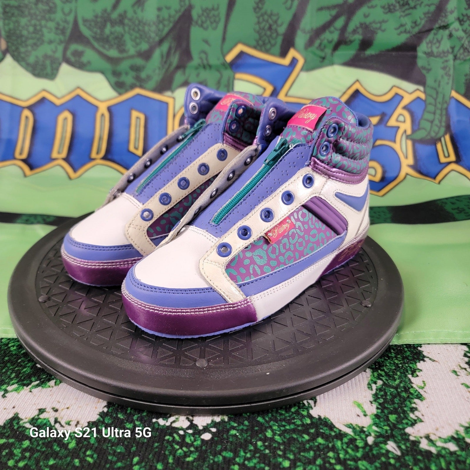 Vintage (2003) Pastry Fab Cookie Zip up Sneakers Cheetah Raspberry Kids Sz 10