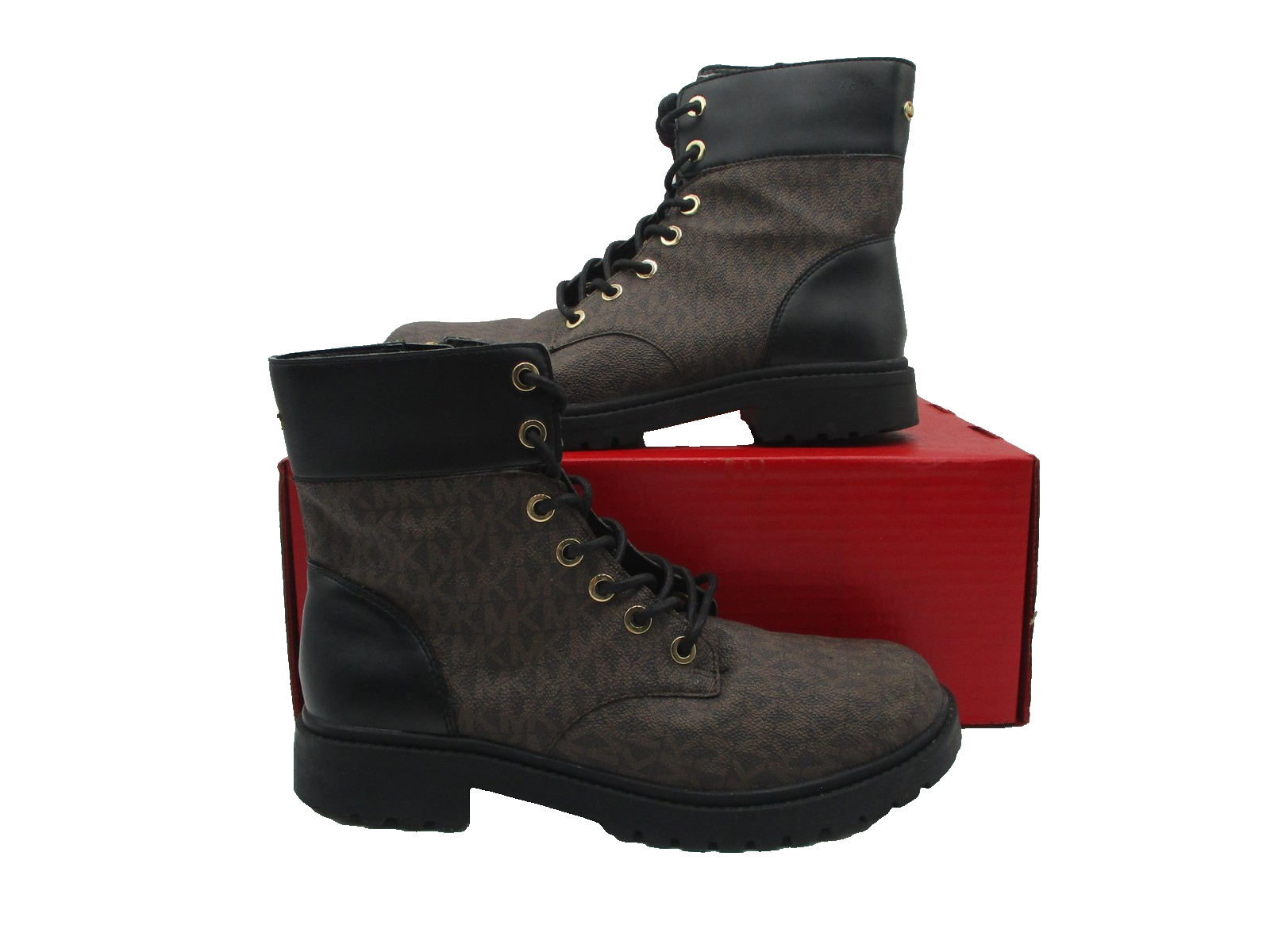Michael Kors Boots Womens Size 8 Brown Logo Combat Lace Up Ankle LS21J (1R2)1