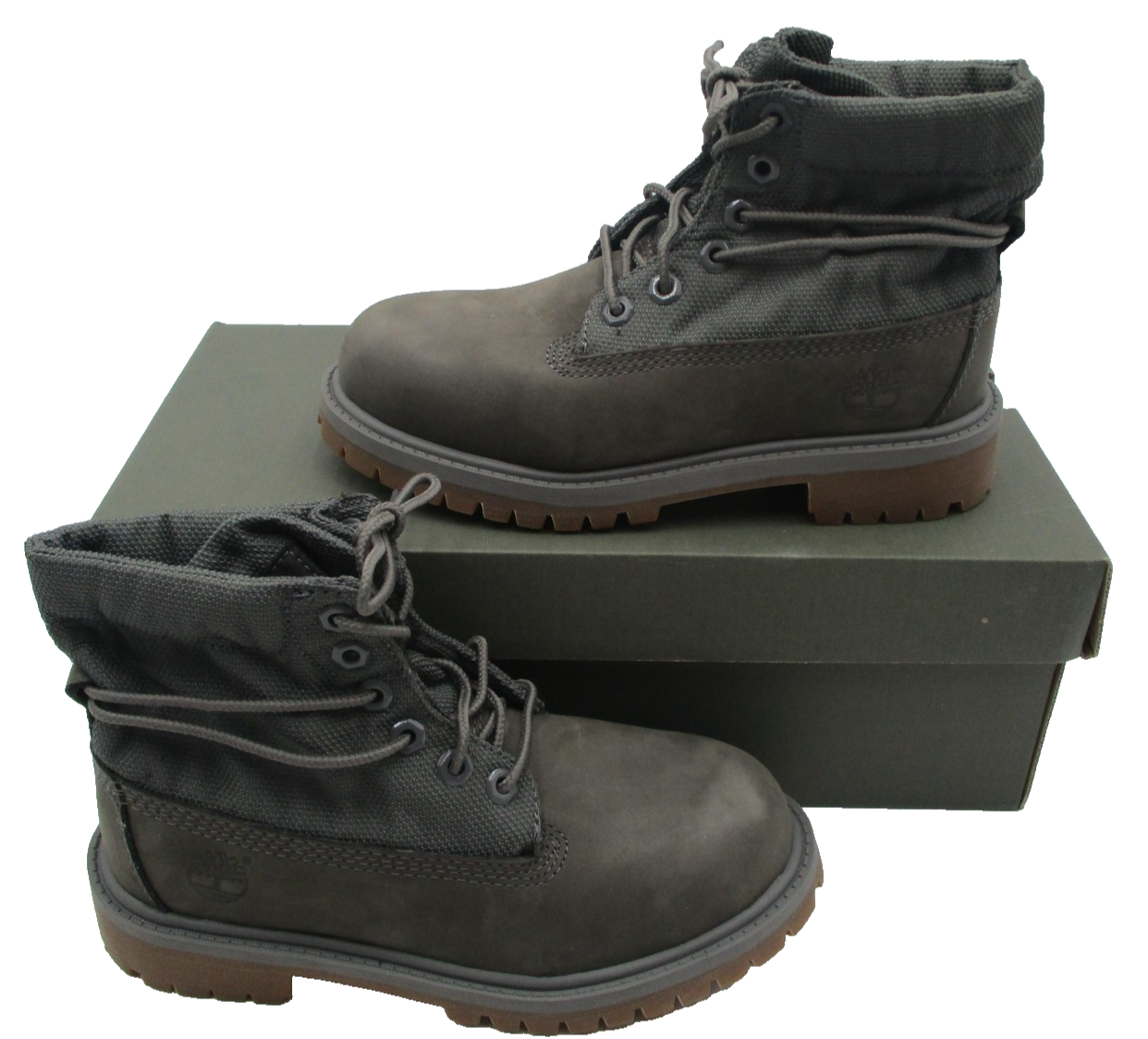Timberland Boots Girls Size 13.5 Roll Top Grey Mono Combat Youth TB0A16C70