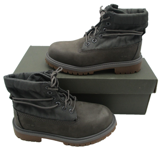 Timberland Boots Girls Size 13.5 Roll Top Grey Mono Combat Youth TB0A16C70