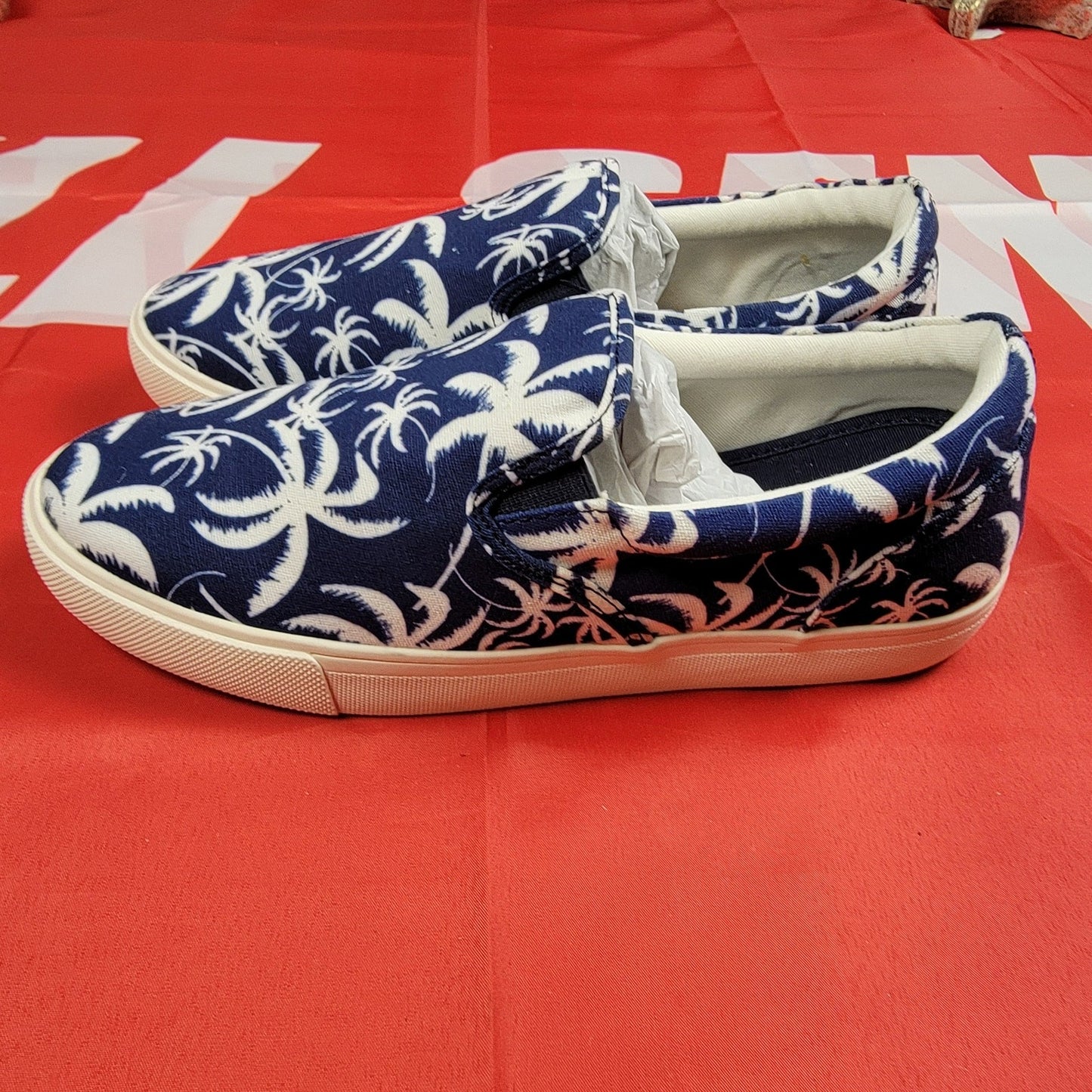 Club Room Slip On Tate Navy Palm Sz 8M 1001474971
