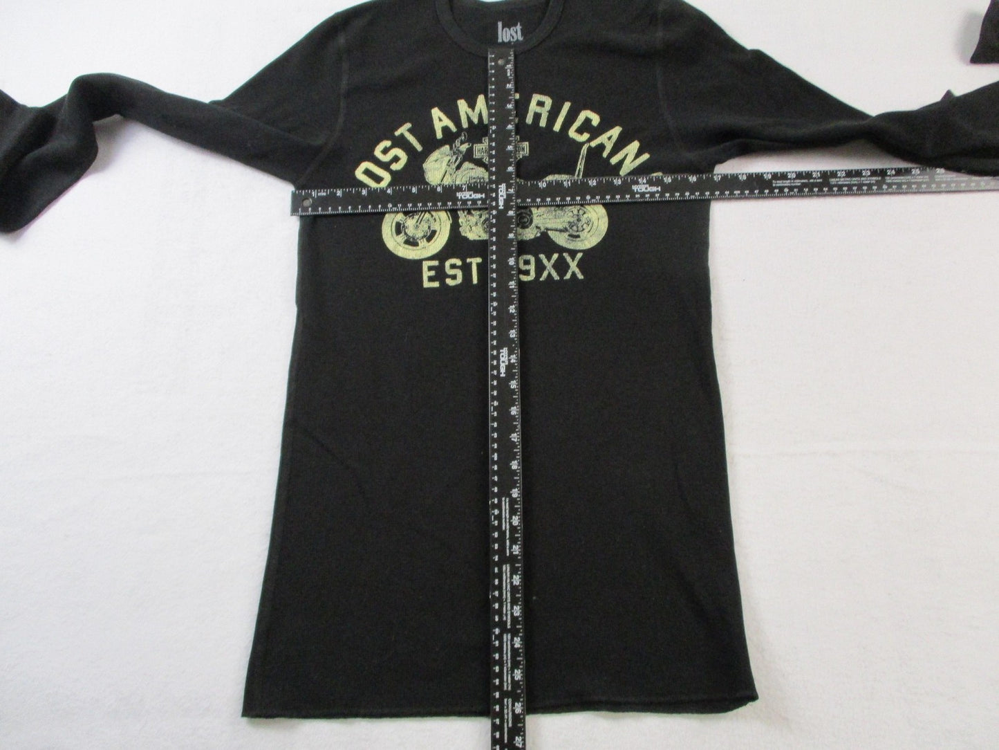 Lost Americana Shirt Mens Medium Black Thermal HarleyDavidson Biker Graphic Tee4