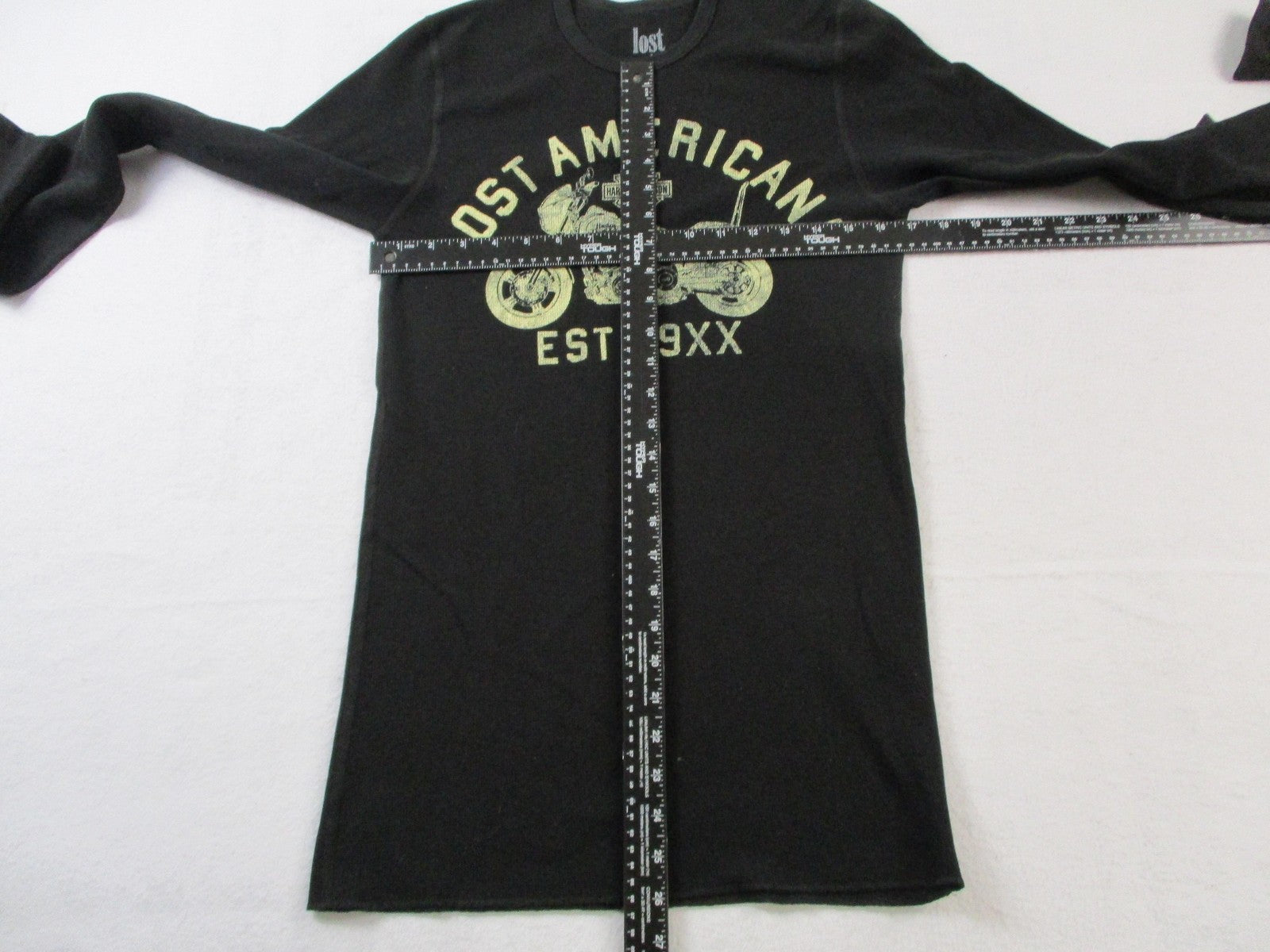 Lost Americana Shirt Mens Medium Black Thermal HarleyDavidson Biker Graphic Tee4