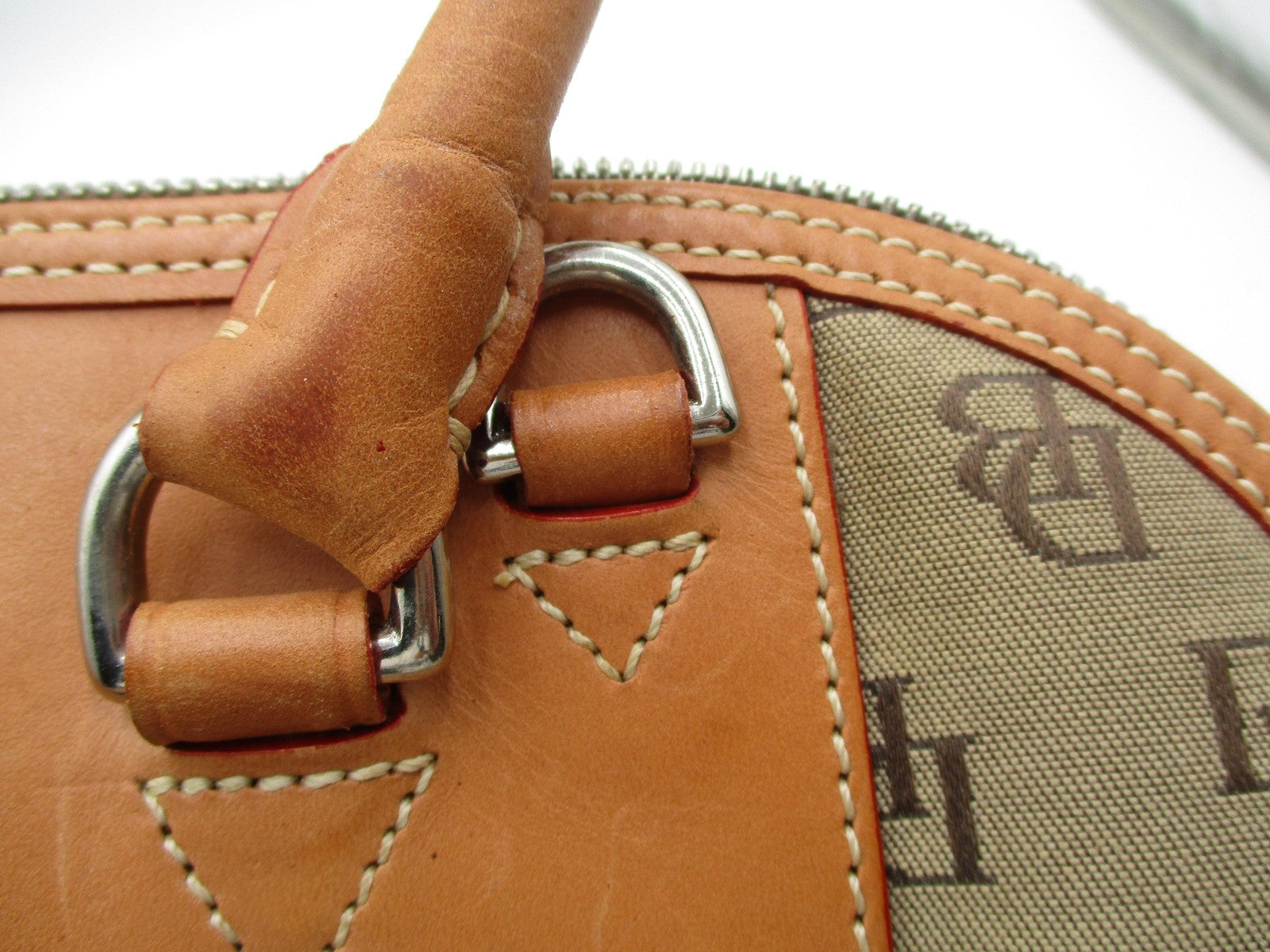 Vintage Dooney & Bourke Satchel Bag Womens Medium Brown Monogram Canvas USA7