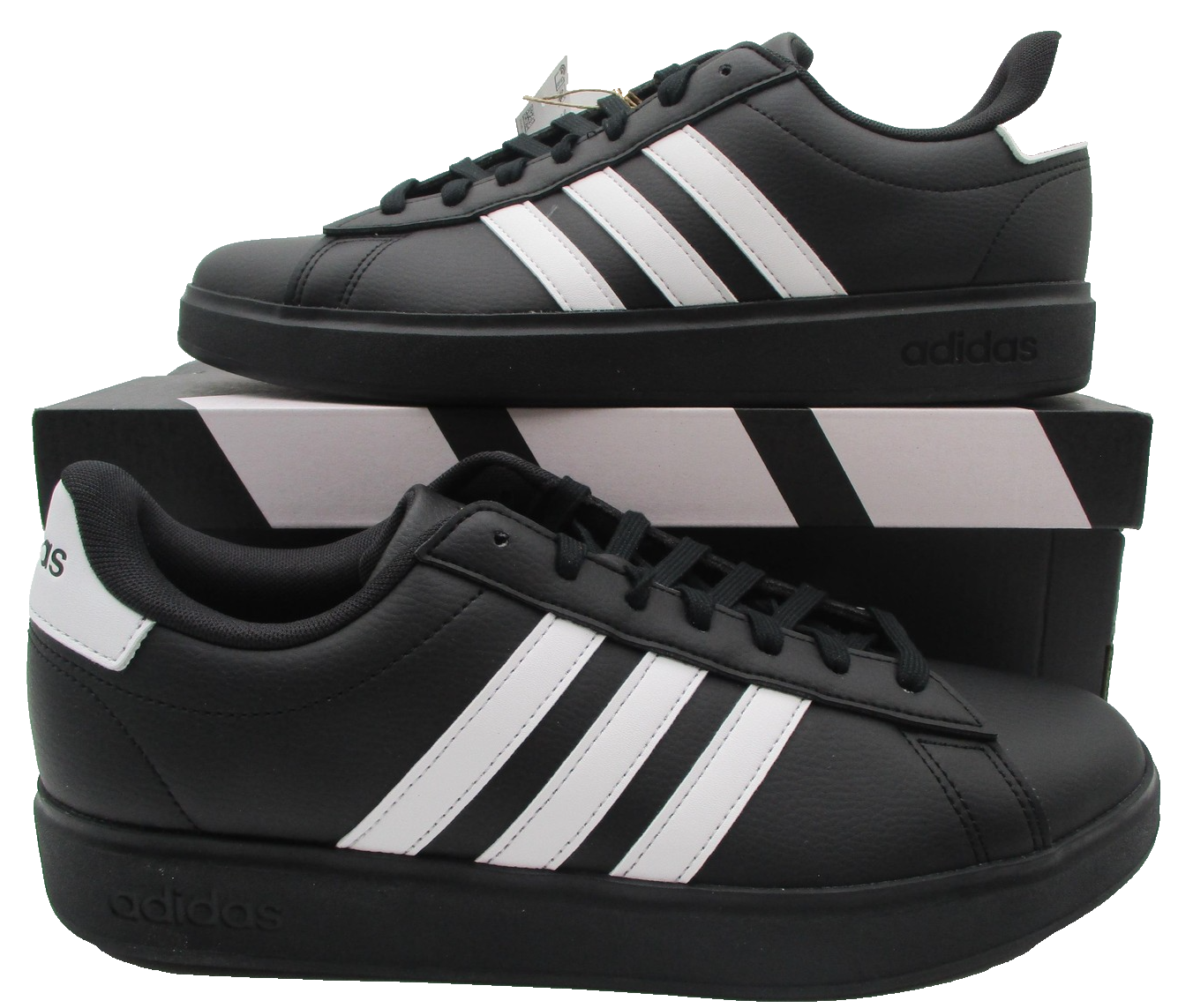 Adidas Grand Court 2.0 Cloudfoam Shoes Mens Size 10 Black White Sneaker JR05460