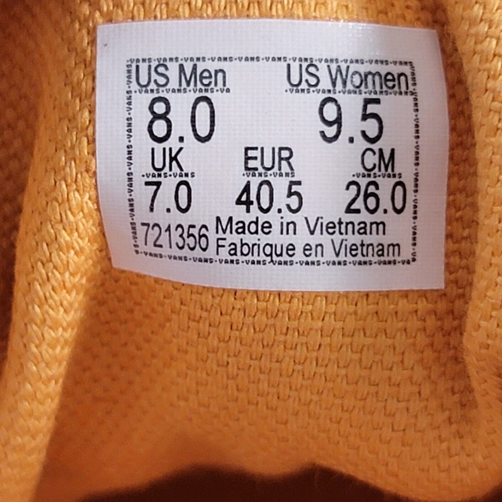 Vans Unisex Adult Off The Wall Era Sneakers Gold Nugget/Saffron Size:M8/W9.56