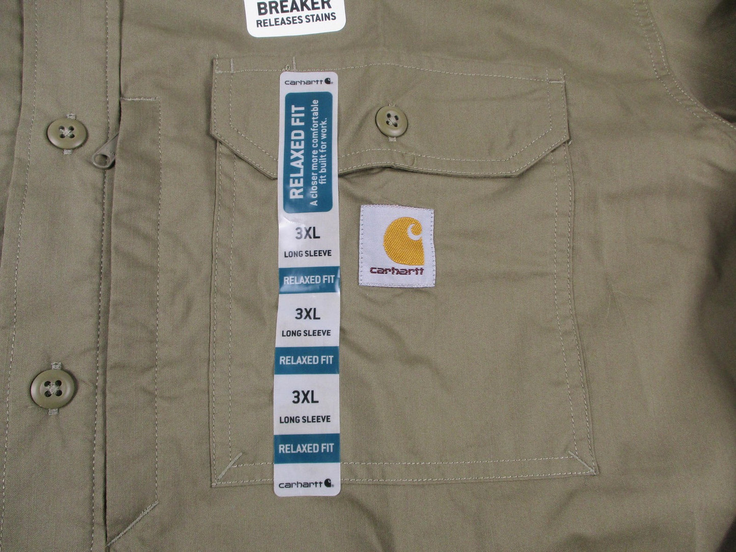 Carhartt Force Ridgefield Shirt Mens 3XL Green Long Sleeve Workwear