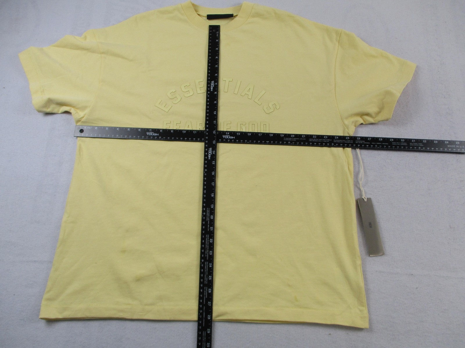 Fear Of God Essentials Shirt Mens Large Yellow Graphic Logo Tee Streetwear 13418