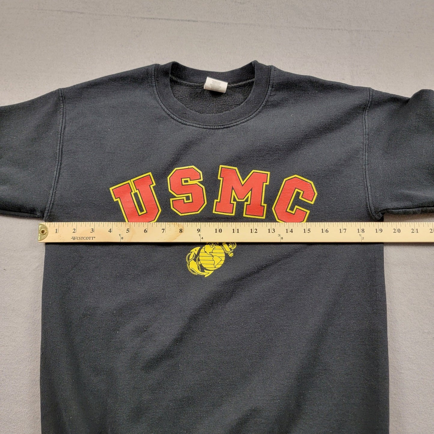 Vintage USMC Men's Black Sweatshirt Longsleeved Sz S