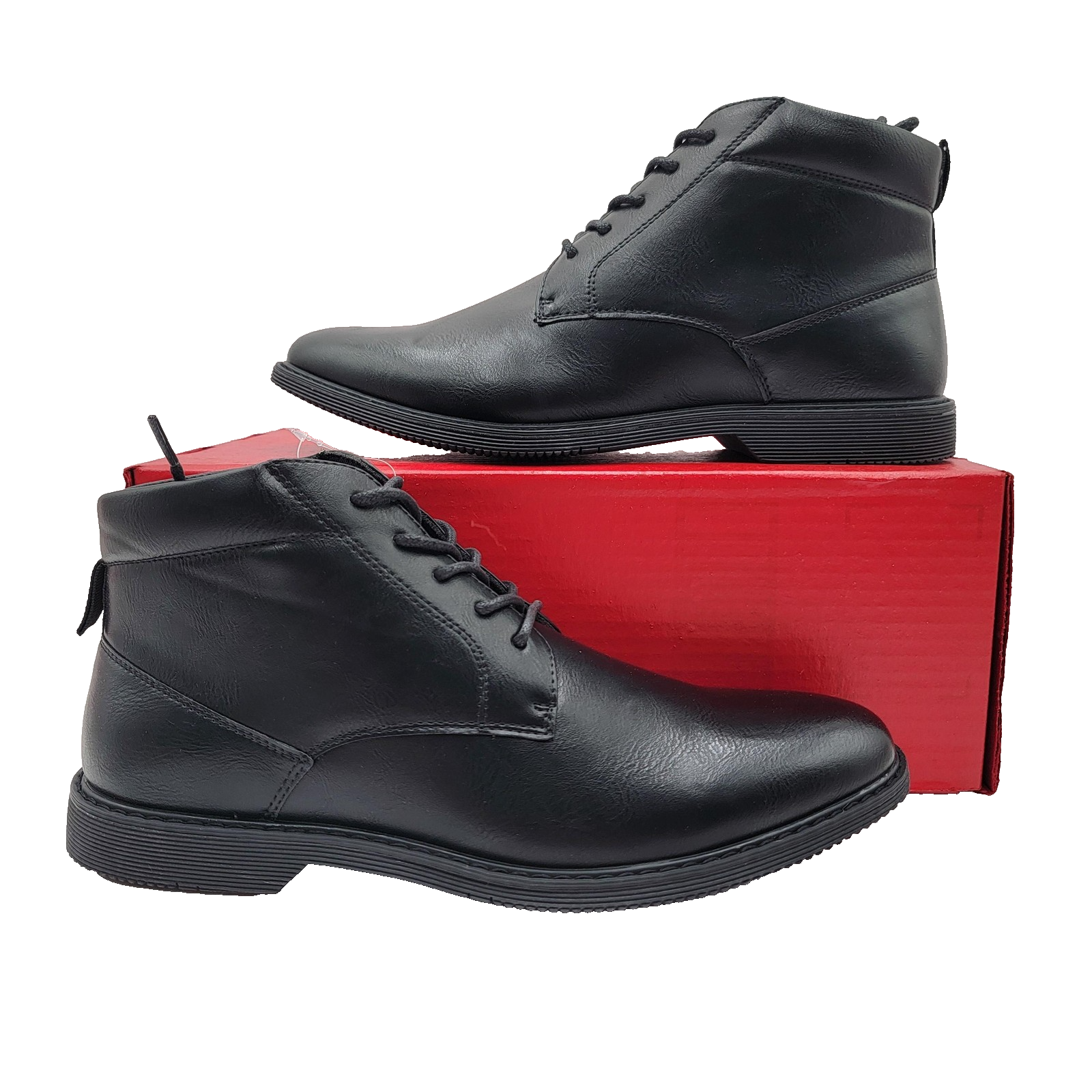 London Fog Tyler Chukka Shoes Mens Size 8 Black Memory Foam Dress Boots New0