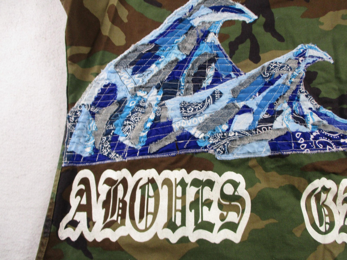 Aboves Garden Custom Jacket Mens XLT Green Camo Military Skull Dragon Patchwork11