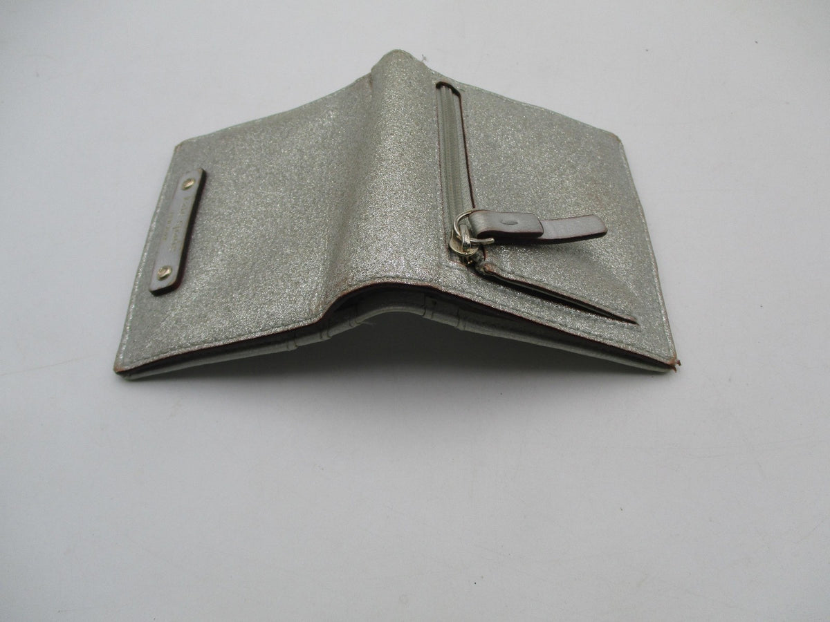 Kate Spade Wallet Women's One Size Silver Glitter Bifold Zip Coin Purse Leather3