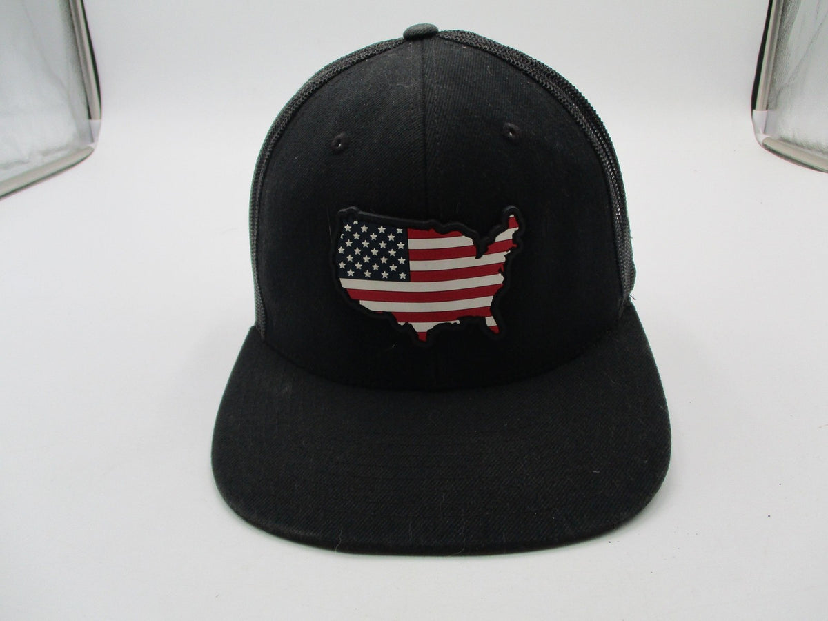 Branded Bills USA Flag Hat Cap Snap Back Mens One Size Black Trucker0
