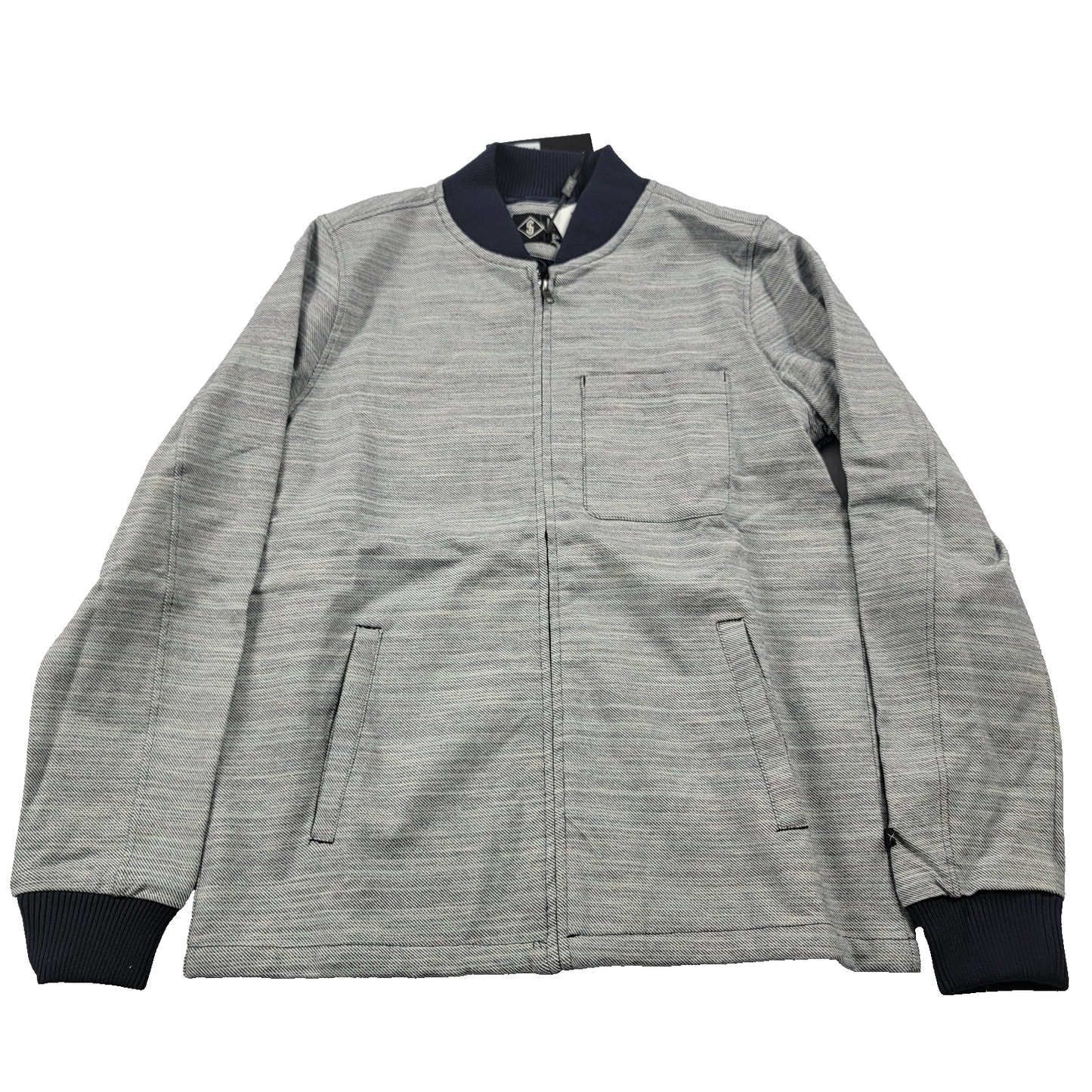 Indigo Star Men’s Bomber Shirt Jacket Grey SpaceDyed Twill Size S NWT