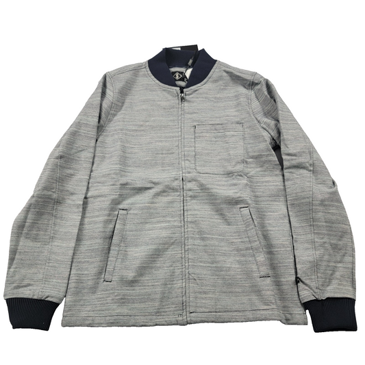 Indigo Star Men’s Bomber Shirt Jacket Grey SpaceDyed Twill Size S NWT